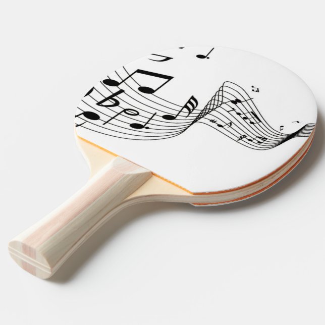 Raquette De Ping Pong Notes de musique sur fond blanc avec housse de têt (Devant Angle)