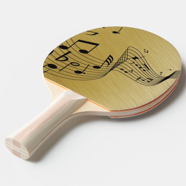 Raquette De Ping Pong Notes musicales Or brossé (Devant Angle)