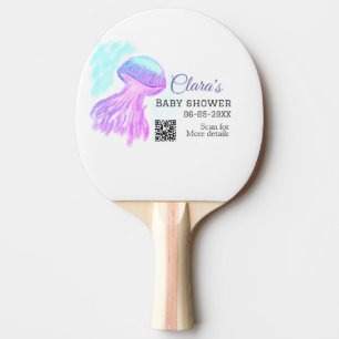 Raquette De Ping Pong Nounours bébé méduse pastel aquarelle violet bleu