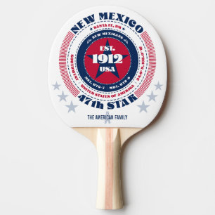 Raquette De Ping Pong Nouveau-Mexique Fierté typographie circulaire Mono