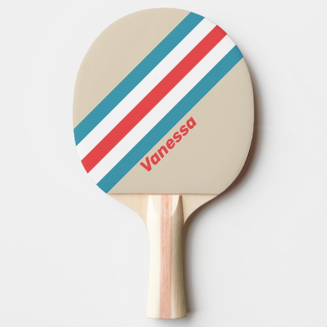 Raquette De Ping Pong Nuage Chasseur Rayé avec Nom (Devant)