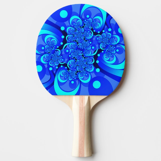 Raquette De Ping Pong Nuances de bleu Art fractal abstrait moderne (Devant)