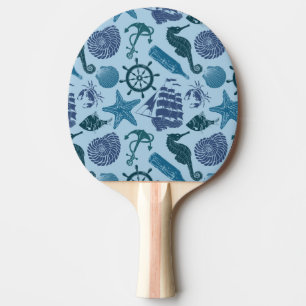 Raquette De Ping Pong Nuances nautiques de motif bleu