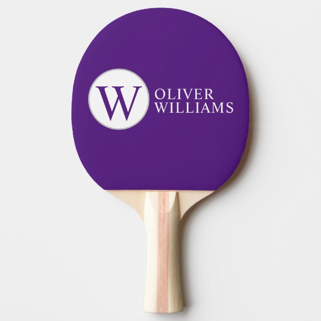 Raquette De Ping Pong O initial (modifiable) Monogramme circulaire viole (Devant)