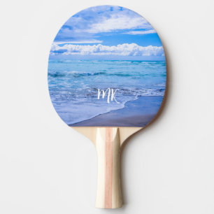 Raquette De Ping Pong Ocean Blue Sky Nuages Personnalisé