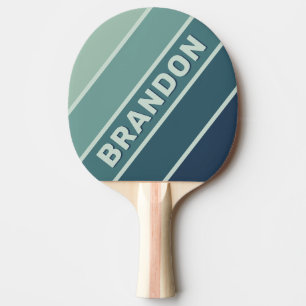 Raquette De Ping Pong Océan Vert Nostalgique Rayé Gras avec Nom