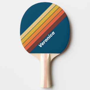 Raquette De Ping Pong Océan Vintage Vibe Rayé avec Nom