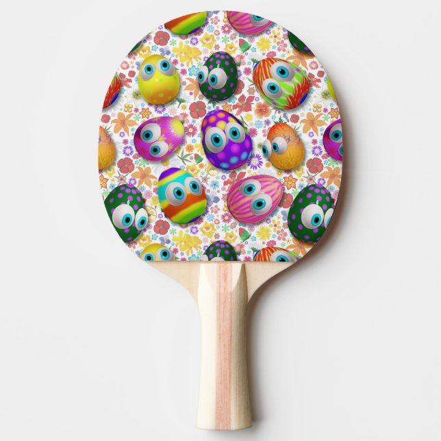 Raquette De Ping Pong Œufs de Pâques de dessin animé mignons et drôles (Devant)