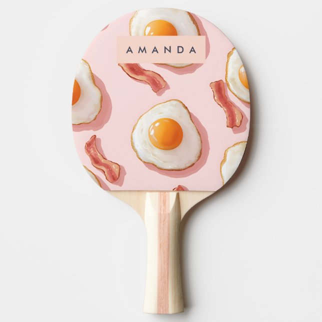 Raquette De Ping Pong Oeufs frits roses personnalisés et Motif de bacon (Devant)