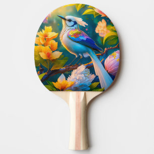 Raquette De Ping Pong Oiseau Fantastique Geai à Ailes Arc-en-ciel
