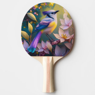 Raquette De Ping Pong Oiseau Fantastique Violet à Tufté et Poitrine Jaun