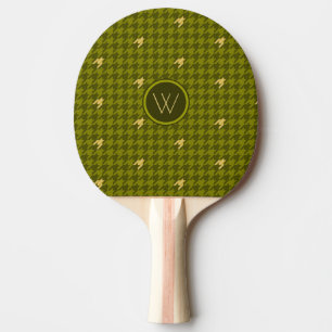 Raquette De Ping Pong Olive with Gold Houndstooth Ping Paddle