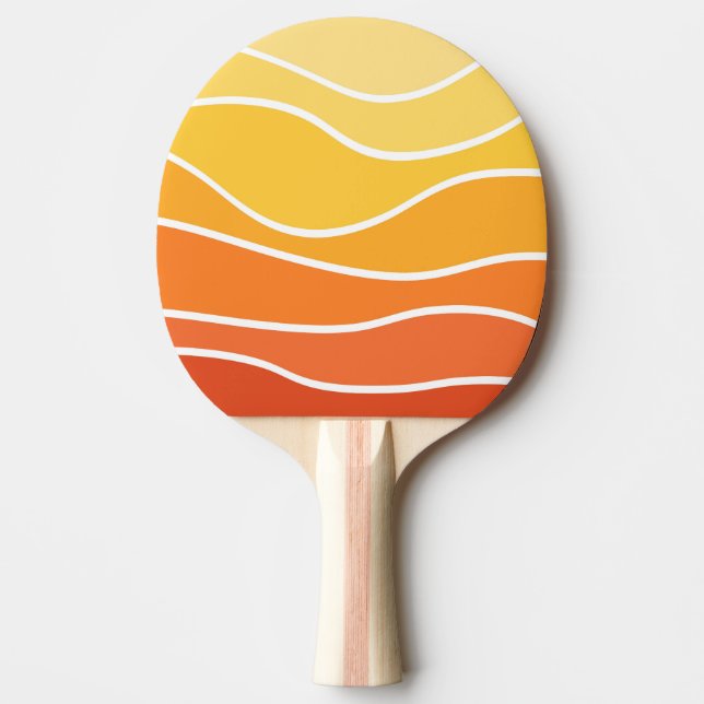 Raquette De Ping Pong Ondes de style rétro jaune et orange (Devant)