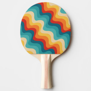 Raquette De Ping Pong Ondes diagonales colorées de style rétro
