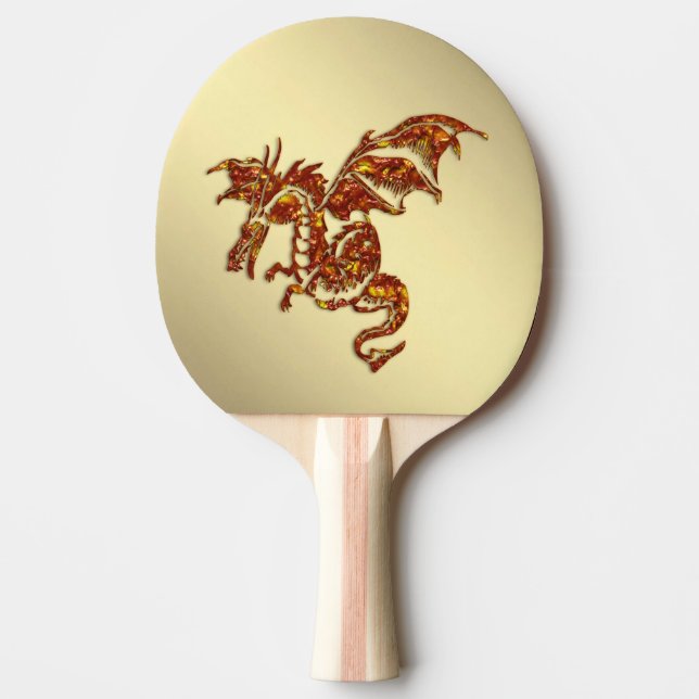 Raquette De Ping Pong Or Dragon Flamboyant (Devant)