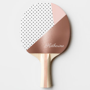 Raquette De Ping Pong Or et points roses