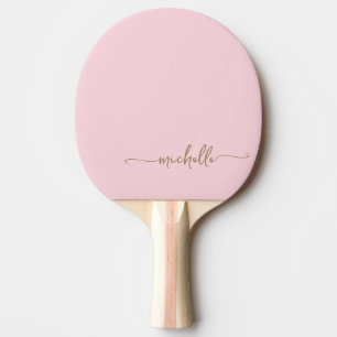 Raquette De Ping Pong Or Nom Personnalisé Écriture Signature Rose Pâle