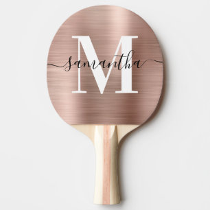 Raquette De Ping Pong Or Rose Gold Signature Moderne Monogramme Photo