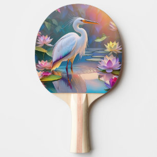 Raquette De Ping Pong Orange Billed White Heron Imaginaire Bird