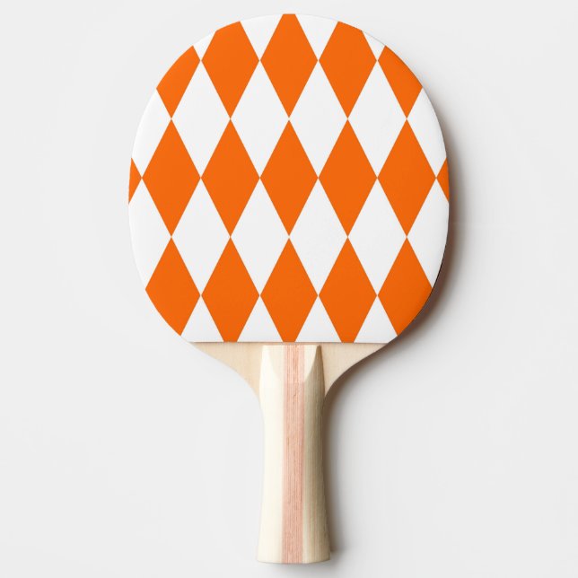Raquette De Ping Pong Orange blanc Arlequin Diamants Checkers Design (Devant)