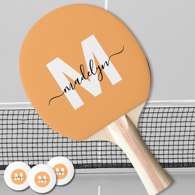Raquette De Ping Pong Orange Monogramme (Orange Monogram Ping Pong Paddle)