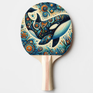 Raquette De Ping Pong Orca Killer Whale Floral Whimsical Plage nautique