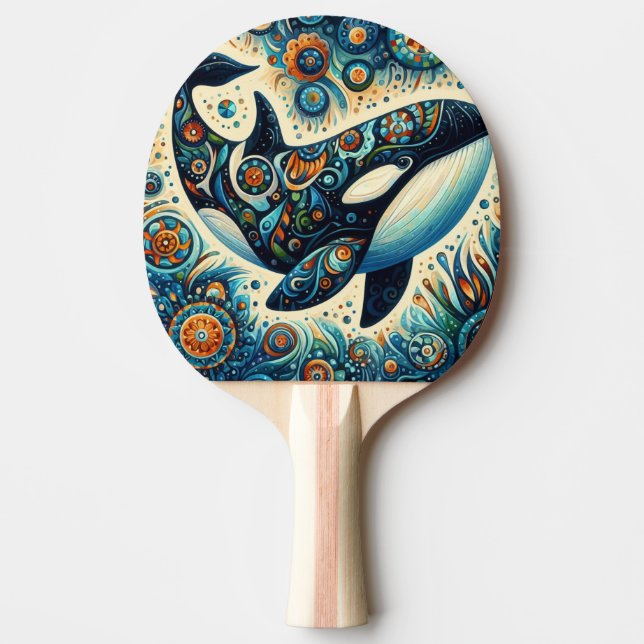 Raquette De Ping Pong Orca Killer Whale Floral Whimsical Plage nautique (Devant)