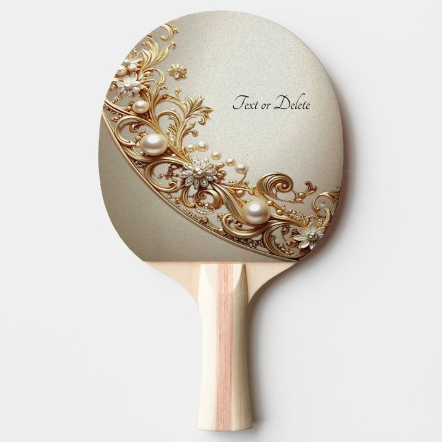 Raquette De Ping Pong Ornate Gold Flourish Ping Pong Paddle (Devant)