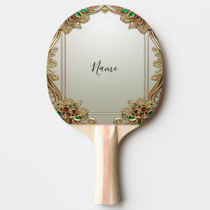 Raquette de ping pong ornée élégante en or