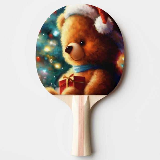 Raquette De Ping Pong Ours en peluche de Noël (3) (Devant)