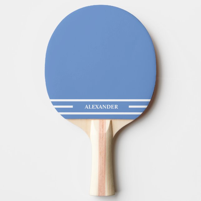 Raquette De Ping Pong Paddle de ping-pong bleu clair et blanc avec nom (Devant)