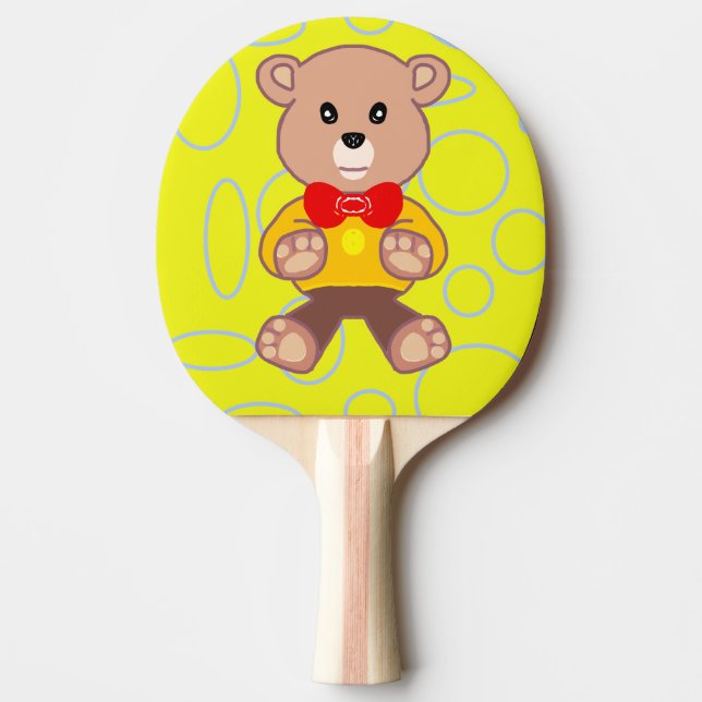 Raquette De Ping Pong Pagaie à bascule géométrique jaune Ours en peluche (Devant)