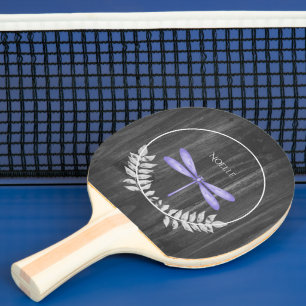 Raquette De Ping Pong Pagaie à bascule rustique de libellule violet