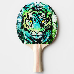 Raquette De Ping Pong Pagaie de ping de tigre - Yeux de tigre colorés 