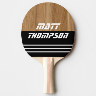 Raquette De Ping Pong Pagaie de ping mi-noir demi-bois avec nom