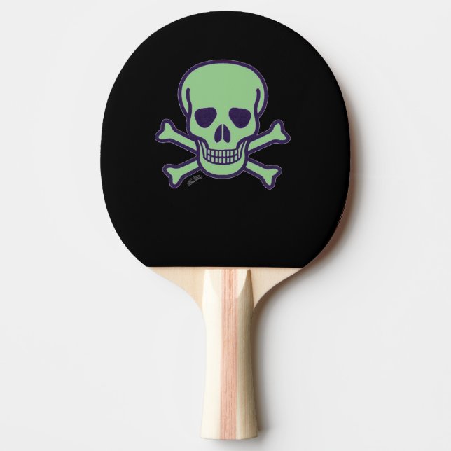 Raquette De Ping Pong Pagaie de ping noir crâne vert (Devant)