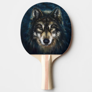 Raquette De Ping Pong Pagaie de ping-pong de visage de loup artistique