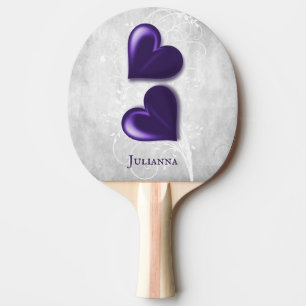 Raquette De Ping Pong Pagaie de ping-pong personnalisée de coeur violet