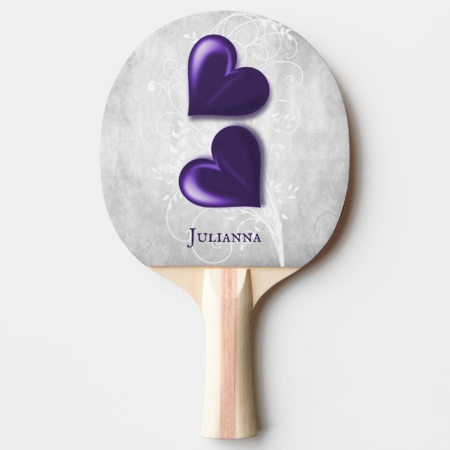 Raquette De Ping Pong Pagaie de ping-pong personnalisée de coeur violet (Devant)