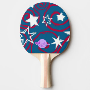 Raquette De Ping Pong Pagaie de ping rouge blanc et bleu étoiles