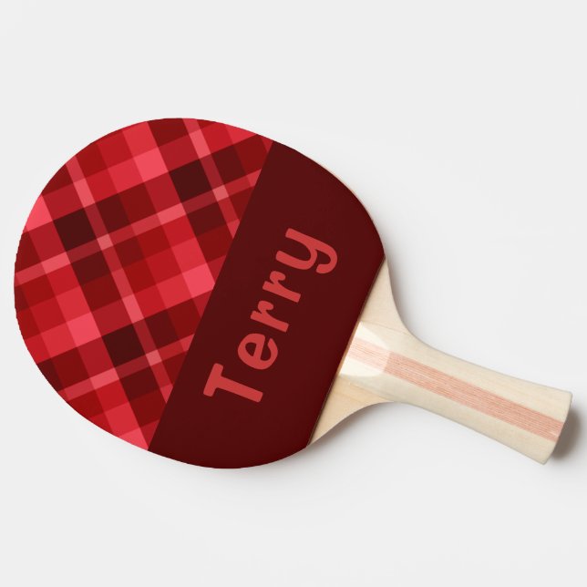 Raquette De Ping Pong Pagaie de pong de monogramme rouge rubis (Côté)