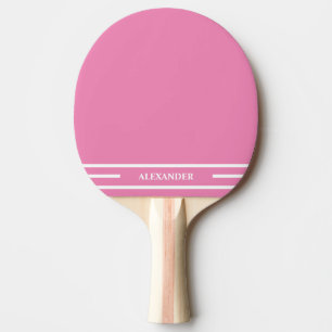 Raquette De Ping Pong Pagaie rose et blanc avec nom