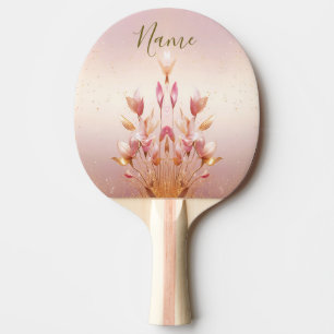Raquette De Ping Pong Pagaie rose Golden Feuille Floral Ping Pong