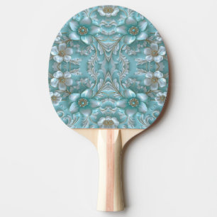 Raquette De Ping Pong Pagaie turquoise blanche florale