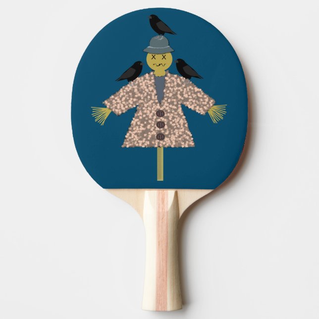 Raquette De Ping Pong Paille d'Halloween Scarecrow et Ravens (Devant)