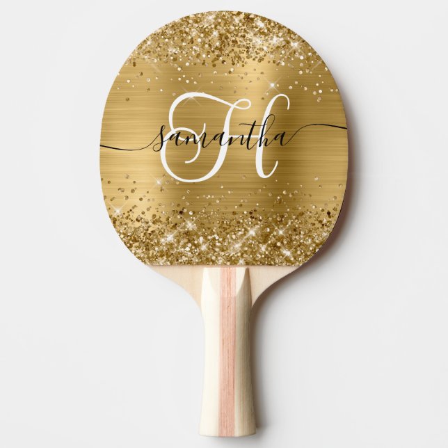 Raquette De Ping Pong Pailleté Or Monogramme Glamour (Devant)