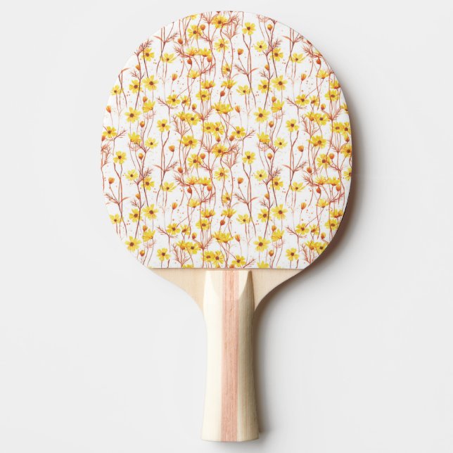 Raquette De Ping Pong Painted Yellow Daisies (Devant)