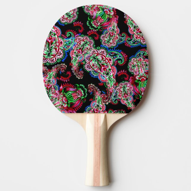 Raquette De Ping Pong Paisley Floral Pattern, Ethnic Arrière - plan. (Devant)