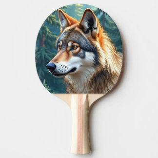 Raquette De Ping Pong Pala de Ping Pong Lobo observando en el Bosque