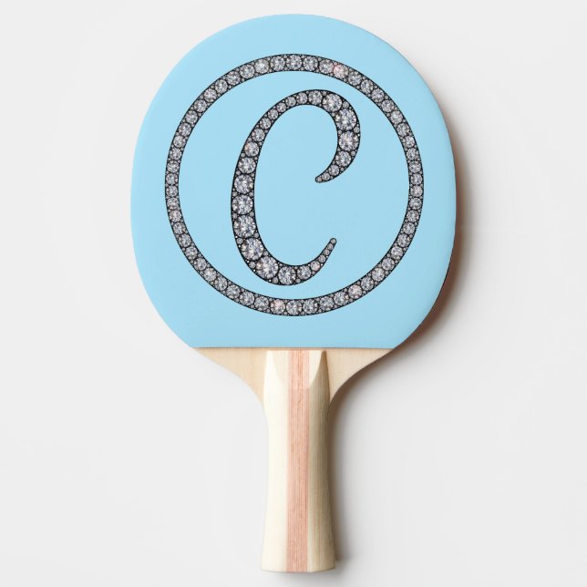 Raquette De Ping Pong Palette bling de ping-pong de monogramme de C (Devant)